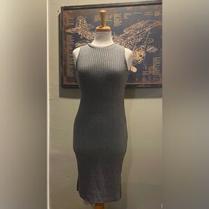 Nine West Gray Ribbed Knit Sleeveless Dress